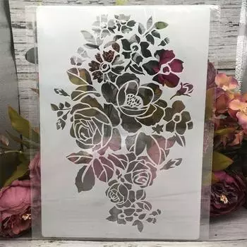 A4 29 см большие цветы розы DIY многослойные трафареты настенная живопись раскраска для скрапбукинга тиснение альбом декоративный шаблон белый
