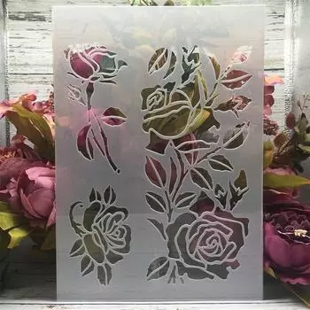 A4 29 см цветы розы DIY многослойные трафареты настенная живопись раскраска для скрапбукинга тиснение альбом декоративный шаблон белый