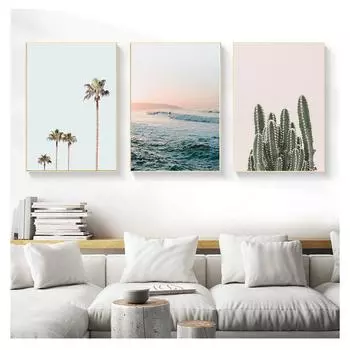 A5 A4 A3 холст картина постер и принт гостиная спальня настенная художественная картина украшение дома скандинавский розовый дом пейзаж растение 21cm30cm NoFrame