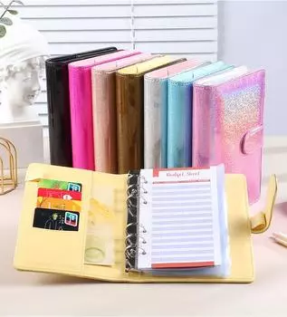 A5 A6 Блокнот с лазерным блеском, блокнот, розовый кавайный планировщик, подарочный альбом для вырезок в мягкой обложке, креативные школьные принадлежности, журнал, дневник A6 синий