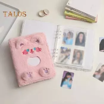 A5 мультяшный плюшевый альбом для фотокарточек, очаровательный мягкий компактный размер, портативный вкладыш, многоразовая переплетная обложка, фотоальбом белый