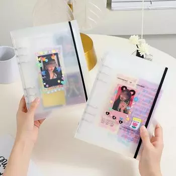 A5 Папка Kpop Фотоальбом Обложка Фотокарточки Коллекционная книга Корейский матовый Polaroid Альбом Polaroid с отрывными листами Альбом для вырезок
