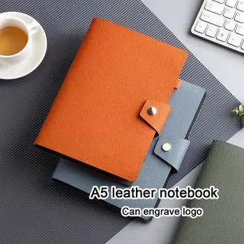 A5 Soft Leather Buckle Business Loose-leaf Notebook, Work Notepad, Meeting Record Book, Student Study Diary, excerpt book, can replace inner pages a5