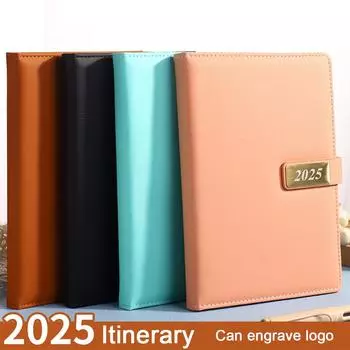 A5 Ультра-толстая кожаная полная английская версия 2025 года, деловой план, ежедневник для студентов, записная книжка, блокнот, памятка A5
