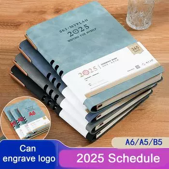 A6/A5/B5 кожаный деловой план на 2025 год, ежедневник для студентов, дневник учета на 365 дней, блокнот, заметки, 176 листов, 352 страницы A6