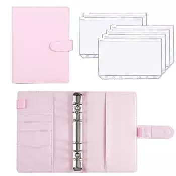 A6 из искусственной кожи, бюджетный переплет для ноутбука, набор денежных конвертов с карманами для переплета, органайзер для экономии денег розовый