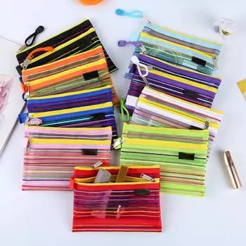 A6 красочная двухслойная сетчатая сумка для хранения, ежедневная косметичка, косметичка, портативный держатель для карт, органайзер для наушников, портмоне красный