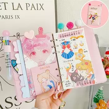 A6 Милый переплет Девушка Сердце Подвеска Ручная книга Подарочный набор Роскошный набор DIY Переплет Блокнот Дневник Повестка дня Планировщик Бумага Канцелярские принадлежности