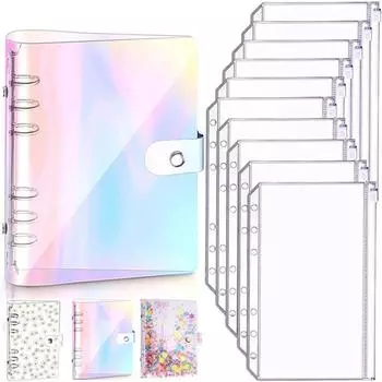 A6 прозрачный мягкий ПВХ блокнот обложка планировщик 6-кольцевая папка с вкладными листами кассовый бюджет конверт система с 10 карманами Style2 &10pcs pockets