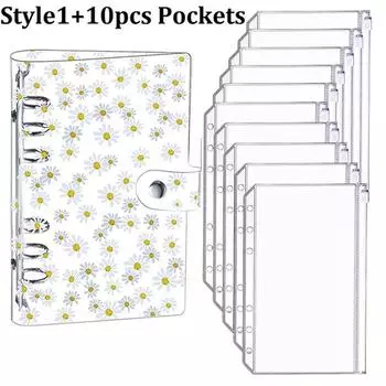 A6 прозрачный мягкий ПВХ блокнот обложка планировщик 6-кольцевая папка с вкладными листами кассовый бюджет конверт система с 10 карманами Style1 &10pcs pockets