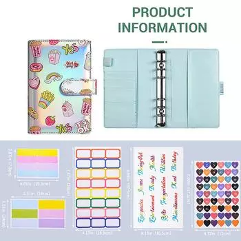 A6 симпатичный лазерный бюджетный планировщик денег с карманом на молнии и этикетками денежные конверты для бюджетных денег органайзер съемный скоросшиватель