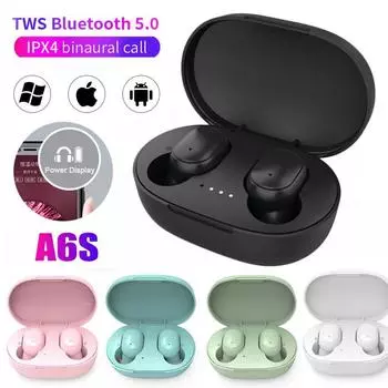A6S Bluetooth 5.0 Беспроводные наушники TWS Стерео водонепроницаемые наушники с глубокими басами и чехлом для зарядки белый