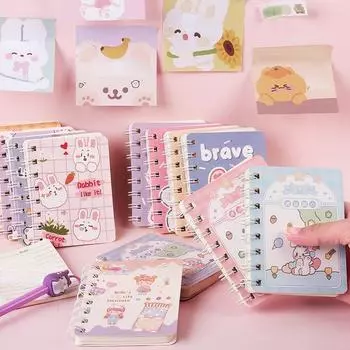 A7 Kawaii животные обмотка тетради медведь кролик мини портативный карманный блокнот студенческие канцелярские принадлежности детский подарок школьные принадлежности