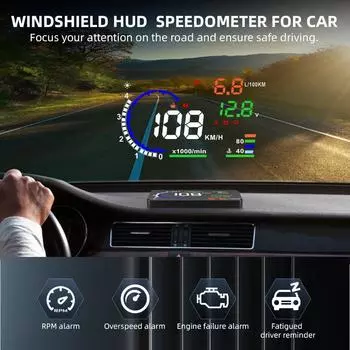 A8 5.5 OBD2 EOBD HUD Автомобильный проекционный дисплей LED Проектор на лобовое стекло Спидометр Температура воды Измеритель оборотов Скорость Напряжение Сигнализация