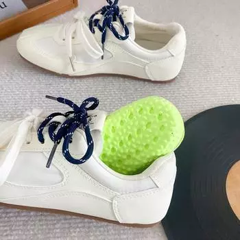 A9849 latex insole/black and white two-color light German training shoes women s shoes board shoes little white shoes Forrest Gump shoes 2024 new 35 чёрный