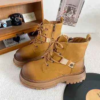 A9860 трехцветные ботинки Martin на платформе из коровьей кожи женские осенние с боковой молнией и пряжкой на ремне короткие ботинки в стиле рыцарского локомотива короткие ботинки 35 чёрный