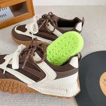 A9861 latex insole/cold dip process platform sneakers women s shoes dad shoes 2024 new Hong Kong style casual shoes 35 коричневый