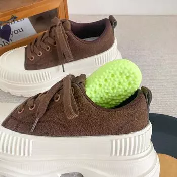 A9868 латексная стелька/толстая подошва, увеличивающая рост, повседневная обувь в стиле ретро, женская обувь 2024 года, новые осенние туфли для скейтбординга, легкие, в стиле Гонконга 35 чёрный