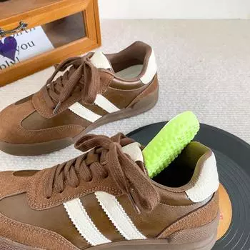 A9871 латексная стелька/кроссовки для моральной подготовки в гонконгском стиле, женская обувь, обувь Forrest Gump 2024, новая весенне-осенняя универсальная популярная обувь для сноуборда 35 коричневый