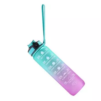 A# 1000ml Fitness Cups Leakproof with Time Scale for Camping Running (green Purp
