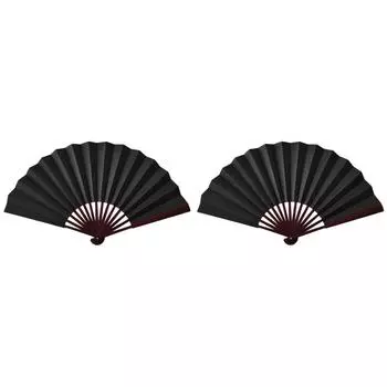 A # 10-дюймовый складной веер из шелковой ткани DIY веер для рисования свадебное украшение дома (Блэк
