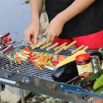 A# 10 шт. шампуров для шашлыка из нержавеющей стали 8 дюймов многоразовые шампуры для гриля