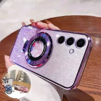 A 16 15 25 35 55 54 Блестящий держатель с силиконовым чехлом для Samsung Galaxy A16 A15 A25 A35 A55 A14 A24 A34 A54 5g Подставка Чехол A16