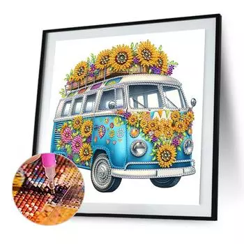 A# 4pcs 5D DIY Partial Special Shaped Drill Diamond Painting Flower Car Bag 30x3