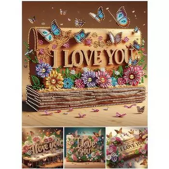 A# 5D DIY Частичный набор для алмазной живописи со сверлом особой формы I Love You Decor CX071