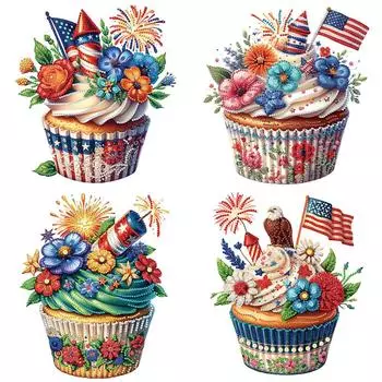 A# 5D DIY Partial Special Shaped Drill Diamond Painting Independence Day Cake WQ385