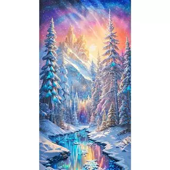 A# 5D DIY Полная круглая дрель Алмазная картина Ледяной мир Домашний декор Искусство Ремесло 40x70