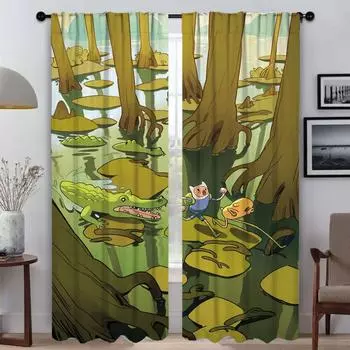 A-Adventure TimeS Shades Curtains Child Room Halloween Decoration Window Curtain for Room 2 Panel Home Interior Curtains Living W50xH70cmx2pcs-CL