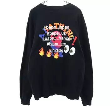 A BATHING APE Back print Long sleeve sweat trainer 2XL black Back brushed Men s Used