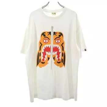 A BATHING APE Футболка с двусторонним принтом Тигра, с коротким рукавом, XL, Белая, Мужская, Б/у