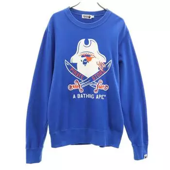 A BATHING APE Long sleeve sweat trainer M Blue PIRATE STORE Men s Used