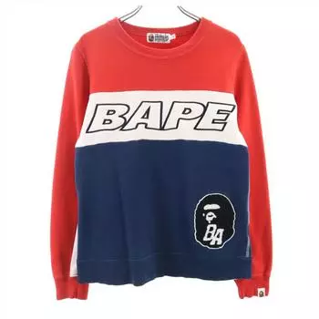 A BATHING APE Long sleeve sweat trainer XS Back brushed Men s Used
