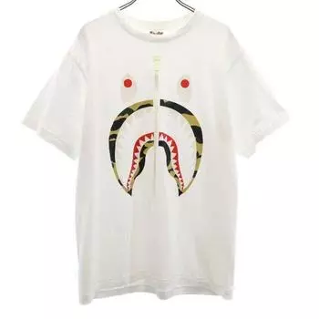 A BATHING APE Shark Print Short sleeve T-shirt M White system SHARK Men s Used