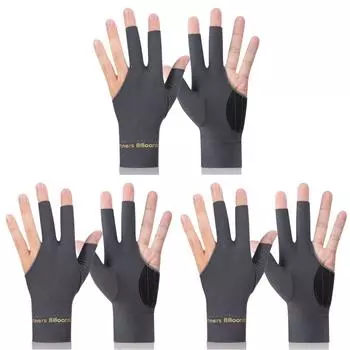 A# Billiard Gloves 3 Finger Snooker Glove Breathable Billiard Supplies (Grey Lef