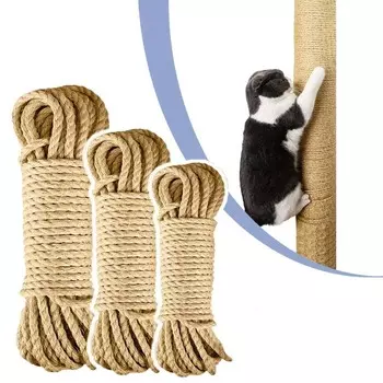 A Bundle of Thick 6mm Long 20 Meters Natural Twine, Vintage Decorative Twine, Suitable for Cat Climbing Frame 20 meters
