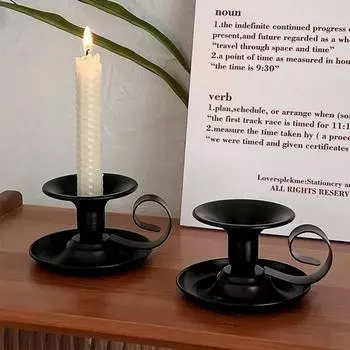 A European-Style Iron Candlestick, Simple and Luxurious Black and White Metal Candle Baslestick 1Pc