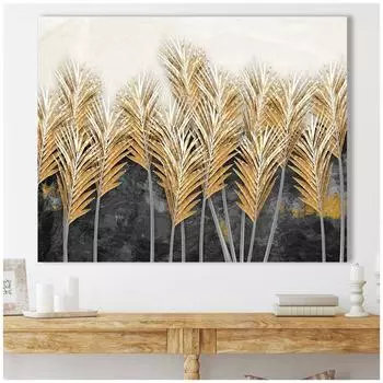 A golden plant poster canvas painting decorative wall print art painting living room frameless 20*40cm No Frame