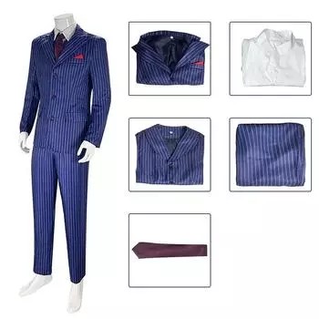 A Haunting In Venice Mens Halloween Cosplay Costume Classy Blue Striped Outfit S