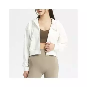 A New Balance W Полукроп-толстовка с капюшоном на молнии без начеса nbmdd3W852 10 white/085