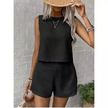 A New Summer Fashion Loose and Elegant Sleeveless Top and Shorts Two-piece Set for Women S