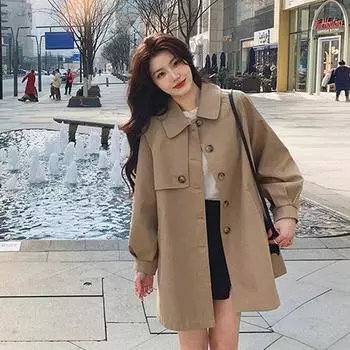 А-образная версия плащ-тренча для женщин средней и длинной длины, ранняя осенняя одежда 2024 года, новая корейская версия британской версии S хаки