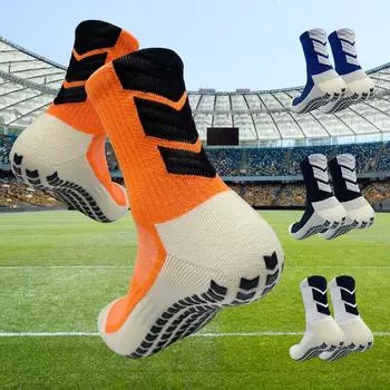 A Pair Available in a Variety of Colors Polyester Breathable Comfort Sports Socks Silicone Non-slip Adult Football Socks белый