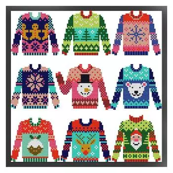 A# Частичная вышивка Эко-хлопковая нить 14CT Печатный свитер Набор для вышивки крестом J789