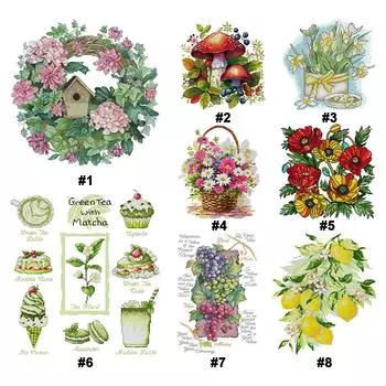 A# Частичная вышивка Эко-хлопковая нить 14CT Набор для вышивки крестом с принтом цветов HA194