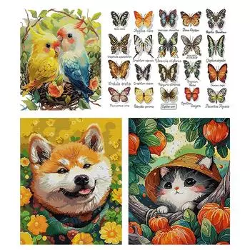 A# Частичная вышивка Эко-хлопковая нить 14CT Набор для вышивки крестом с изображением животных DB017