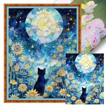 A# Полная вышивка Эко-хлопковая нить 11CT Напечатанный Кот Набор для вышивки крестом Искусство 1